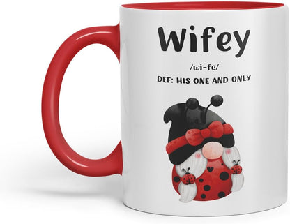 Vixar Hubby and Wifey Definition Gnome Couple Mugs – Coloured Ceramic Mugs Cups Gift, 11oz, Set of 2