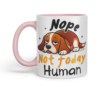 Vixar Nope. Not Today, Human Beagle Dog Mug – Coloured Ceramic Mug Cup Gift, 11oz (Black)