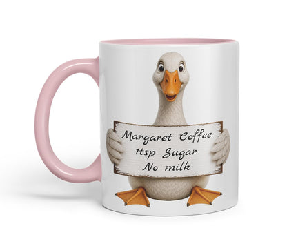 Vixar Personalised Goose Mug with Name or Custom Message – Cute Animal Coloured Ceramic Mug Cup Gift, 11oz (Black)