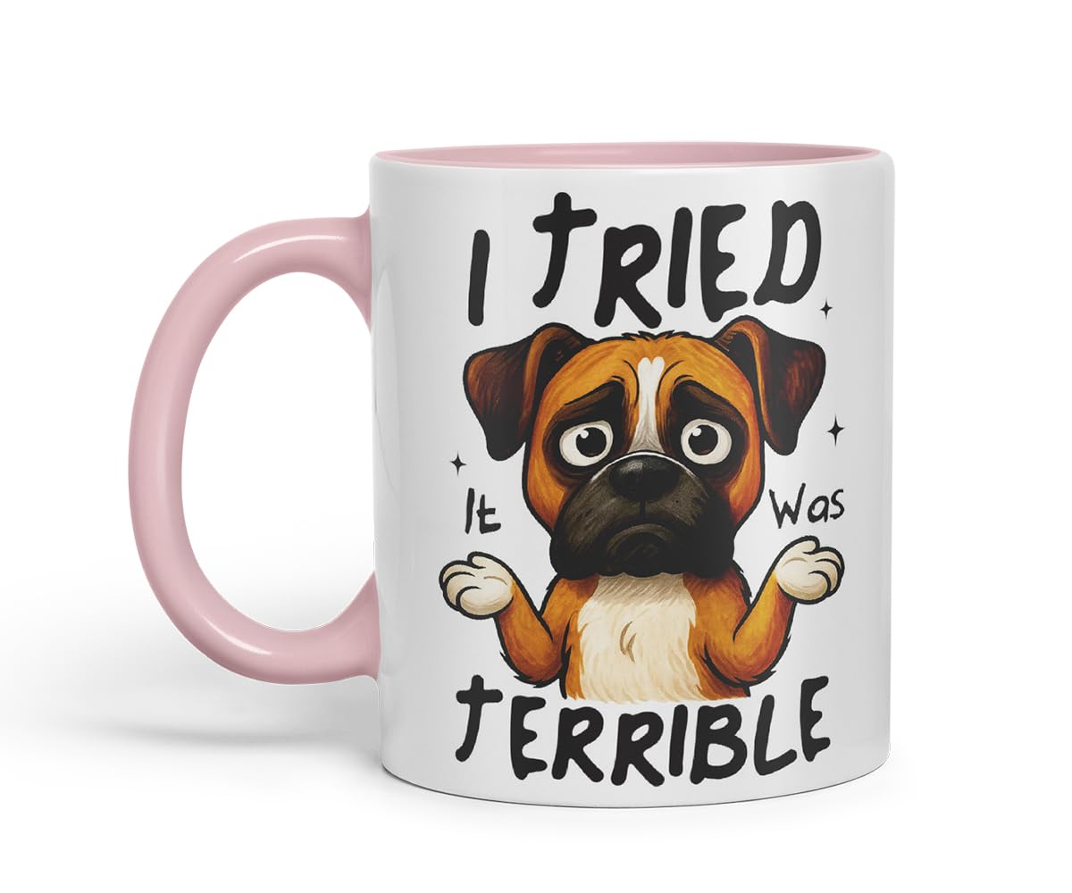 Vixar I Tried. It was Terrible Boxer Dog Mug – Coloured Ceramic Mug Cup Gift, 11oz (Black)