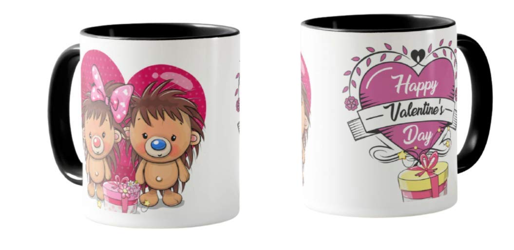 Valentines Day Gift Coloured Mug Cup11oz Ceramic Novelty Gift Couple, Hedgehogs, VD09
