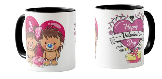 Valentines Day Gift Coloured Mug Cup11oz Ceramic Novelty Gift Couple, Hedgehogs, VD09