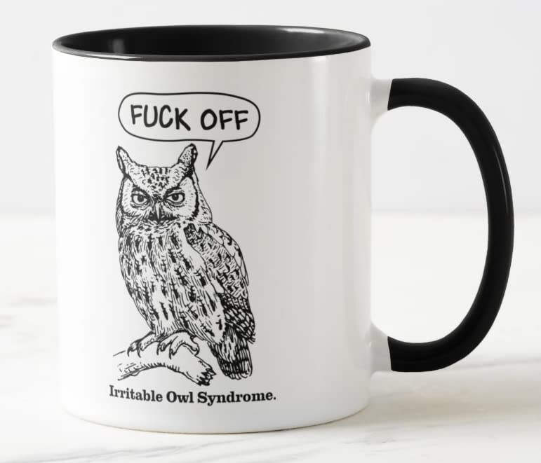 Vixar Irritable Owl Syndrome Offensive Funny Coloured Mug Cup Gift Birthday Work Office Christmas Tea Coffee