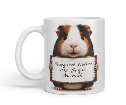 Vixar Personalised Guinea Pig Mug with Name or Custom Message – Cute Animal Coloured Ceramic Mug Cup Gift, 11oz (Black)
