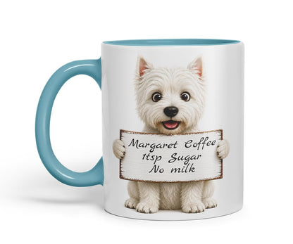 Vixar Personalised Westie Dog Mug with Name or Custom Message – Cute Animal Coloured Ceramic Mug Cup Gift, 11oz (Black)
