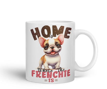 Vixar Home Where The Frenchie is French Bulldog Mug – Coloured Ceramic Mug Cup Gift, 11oz (Black)