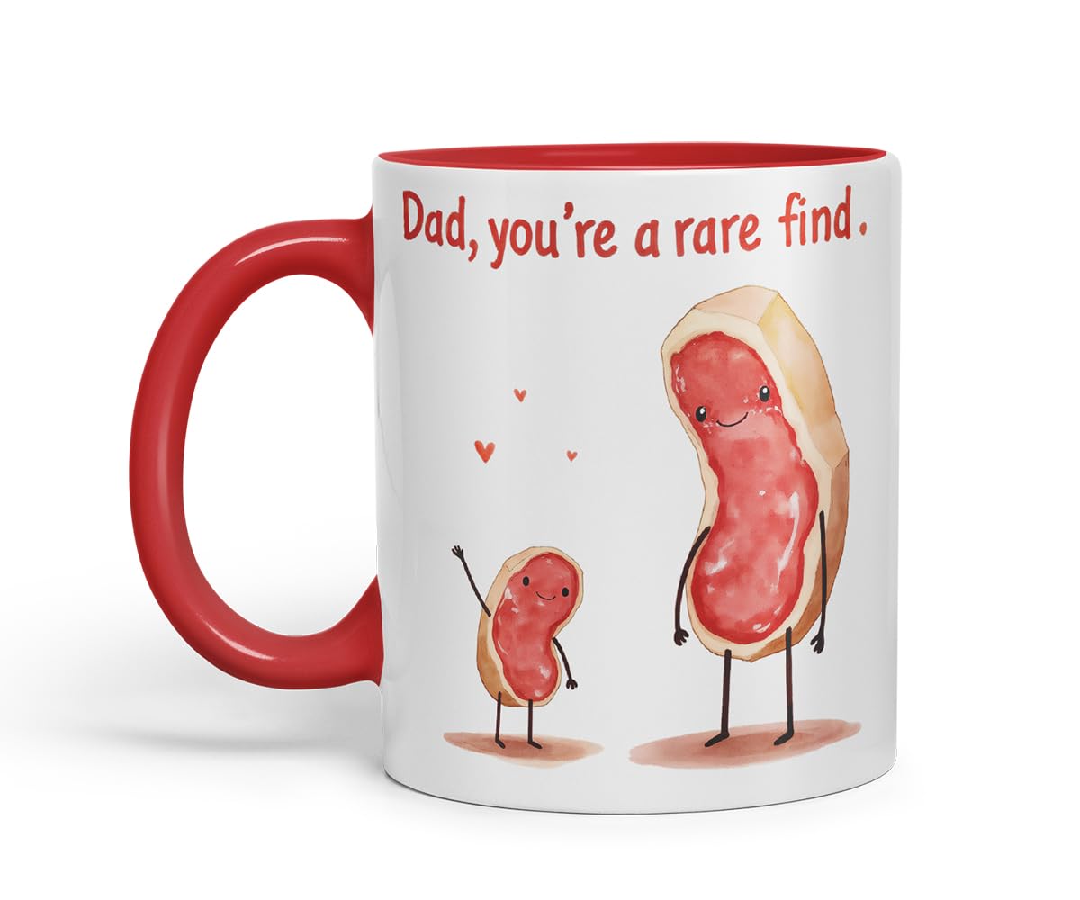 Vixar Dad You're A Rare Find Funny Peanut Father's Day Mug – Coloured Mug Cup Gift, 11oz (Black)