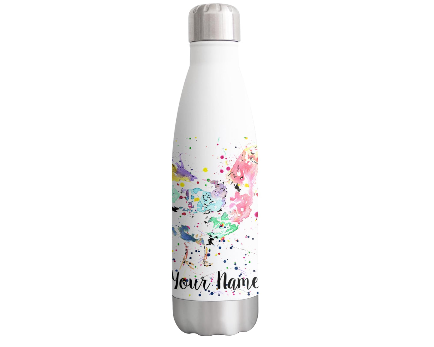 Vixar Hen Personalised Custom Bottle with your Text/name Chicken hens Farm animal Watercolour Bottle Double Wall Insulated Stainless Steel Sport Drinks 500ml