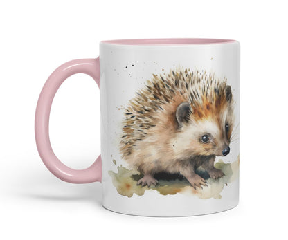 Vixar Watercolour Hedgehog Mug – Coloured Ceramic Mug Cup Gift, 11oz (Black)