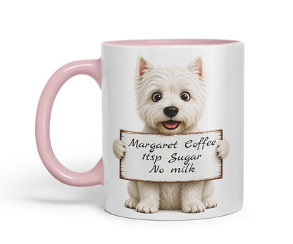 Vixar Personalised Westie Dog Mug with Name or Custom Message – Cute Animal Coloured Ceramic Mug Cup Gift, 11oz (Black)