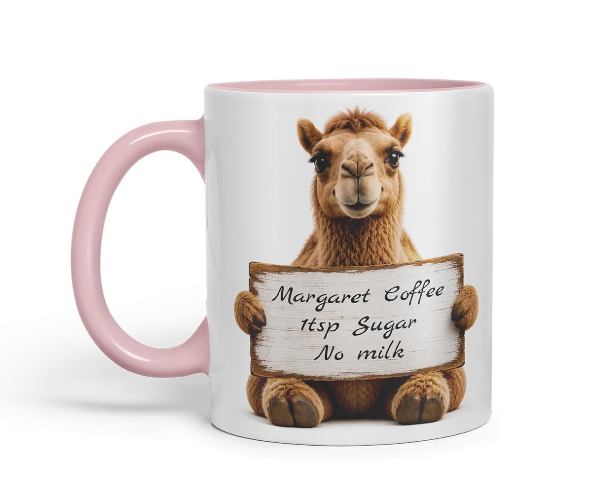 Vixar Personalised Camel Mug with Name or Custom Message – Cute Animal Coloured Ceramic Mug Cup Gift, 11oz (Orange)