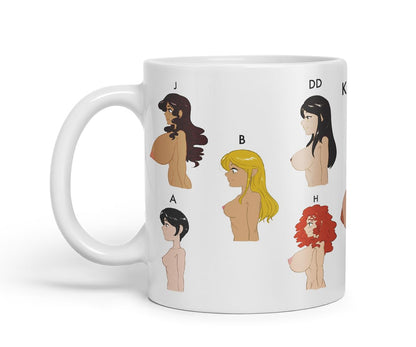 Vixar Kittyhawk Alphabet Woman Bust, Breasts Character Mug – Coloured Ceramic Mug Cup Gift, 11oz (Black)