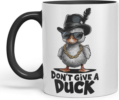 Vixar Don’t Give a Duck – Coloured Ceramic Mug Cup Gift, 11oz (Black)