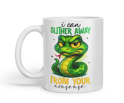Vixar I Can Slither Away from Your Nonsense Funny Snake Mug – Coloured Ceramic Mug Cup Gift, 11oz (Black)
