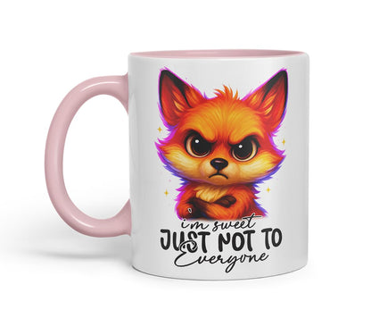 Vixar I'm Sweet Just Not to Everyone Sarcastic Fox – Coloured Ceramic Mug Cup Gift, 11oz (Black)