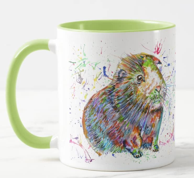 Vixar Guinea Pig Short Haired Pet Watercolour Art Coloured Mug Cup Gift Birthday Work Office Christmas Tea Coffee