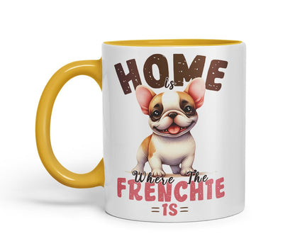 Vixar Home Where The Frenchie is French Bulldog Mug – Coloured Ceramic Mug Cup Gift, 11oz (Black)
