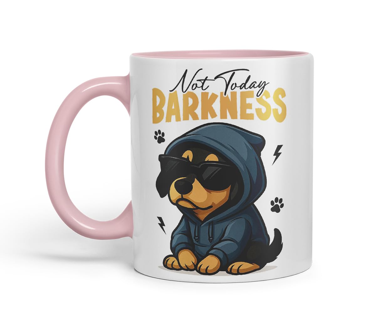 Vixar Not Today, Barkness Dachshund Dog Mug – Coloured Ceramic Mug Cup Gift, 11oz (Black)