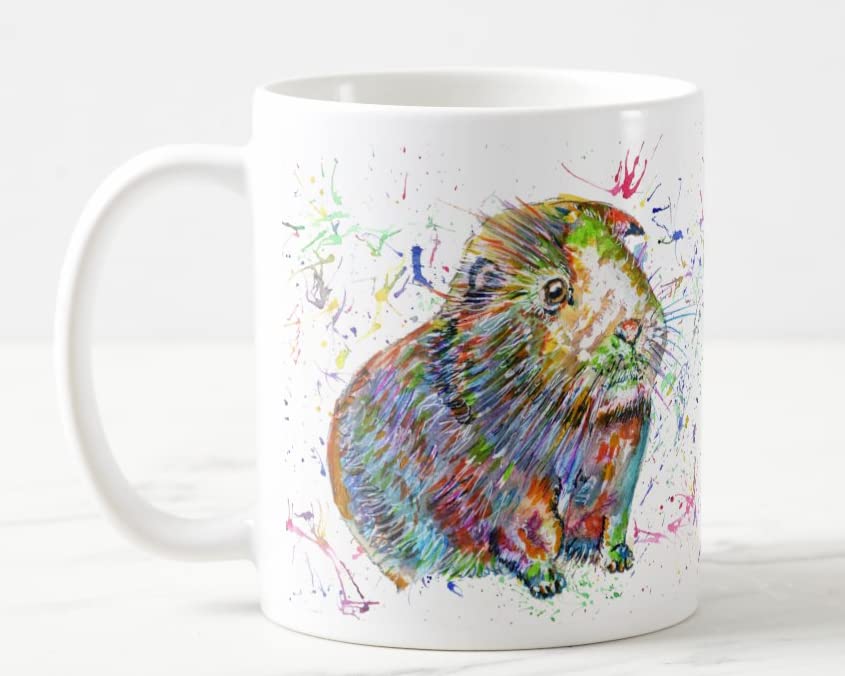 Vixar Guinea Pig Short Haired Pet Watercolour Art Coloured Mug Cup Gift Birthday Work Office Christmas Tea Coffee