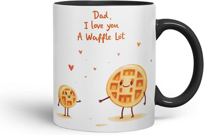 Vixar Dad I Love You A Waffle Lot Funny Father's Day Waffle Mug – Coloured Mug Cup Gift, 11oz (Black)