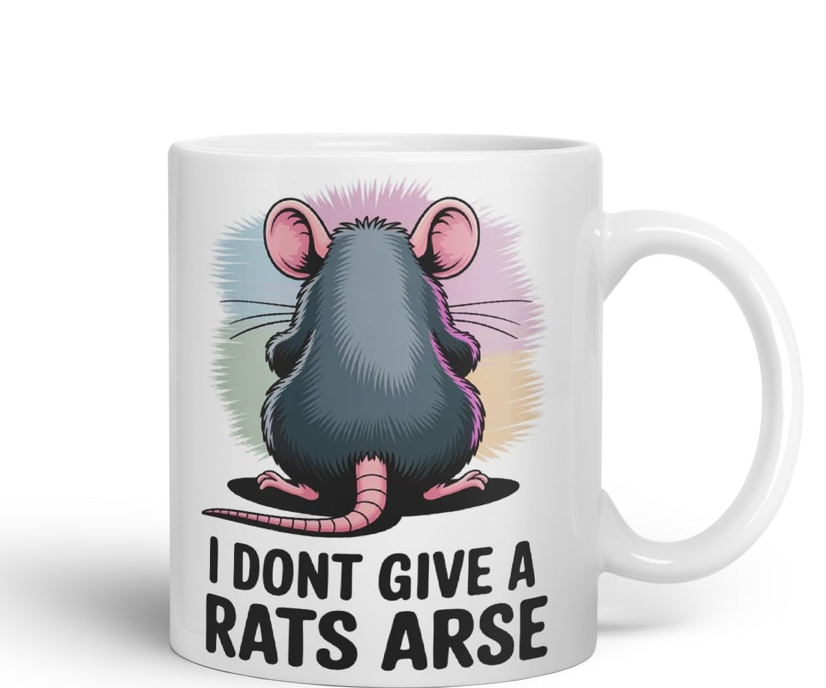Vixar I Don’t Give a Rat’s Arse – Coloured Ceramic Mug Cup Gift, 11oz (Black)