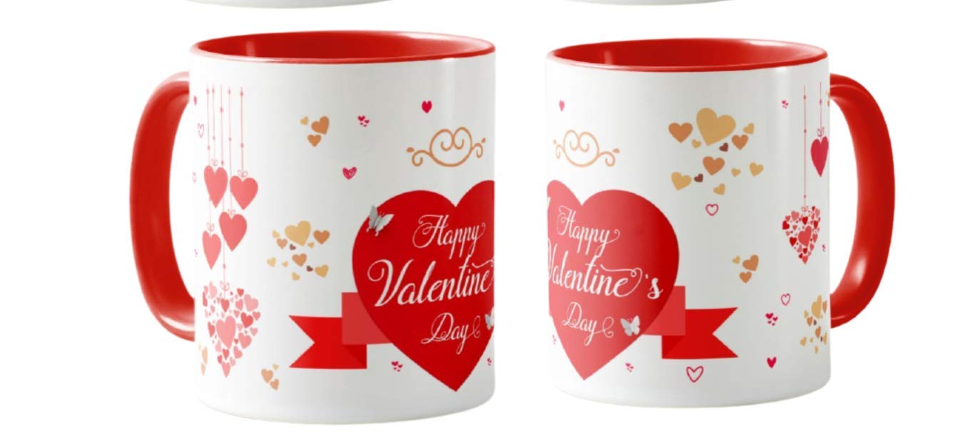 Valentines Day Gift Coloured Mug Cup11oz Ceramic Novelty Gift Couple, Hearts VD19