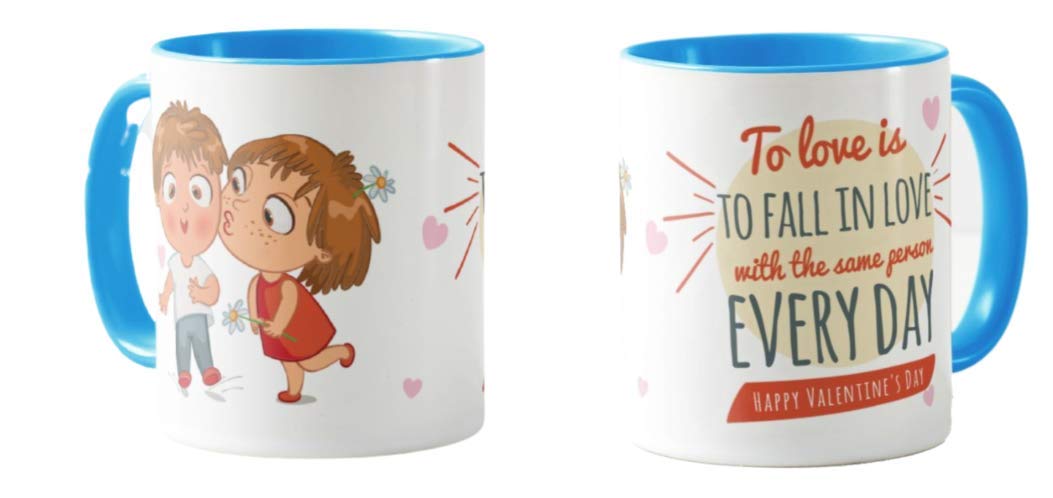 Valentines Day Gift Coloured Mug Cup11oz Ceramic Novelty Gift Couple, to Love is Fall in Love, with The Same Person Every Day, VD04