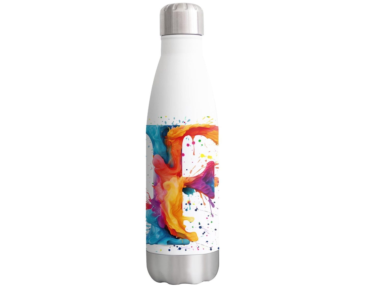 Letters Alphabet A-Z Monogram Watercolour Bottle double Wall insulated Stainless steel sport Drinks 500ml