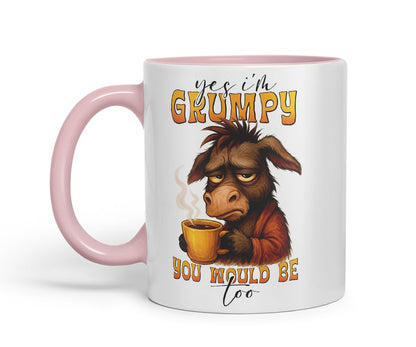 Vixar Yes I'm Grumpy You Would Be Too Funny Donkey Coffee Mug – Coloured Ceramic Mug Cup Gift, 11oz (Black)