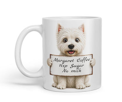 Vixar Personalised Westie Dog Mug with Name or Custom Message – Cute Animal Coloured Ceramic Mug Cup Gift, 11oz (Black)