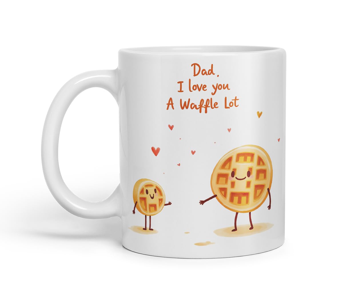 Vixar Dad I Love You A Waffle Lot Funny Father's Day Waffle Mug – Coloured Mug Cup Gift, 11oz (Black)
