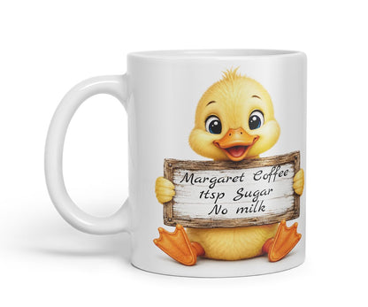 Vixar Personalised Duckling Mug with Name or Custom Message – Cute Animal Coloured Ceramic Mug Cup Gift, 11oz (Black)