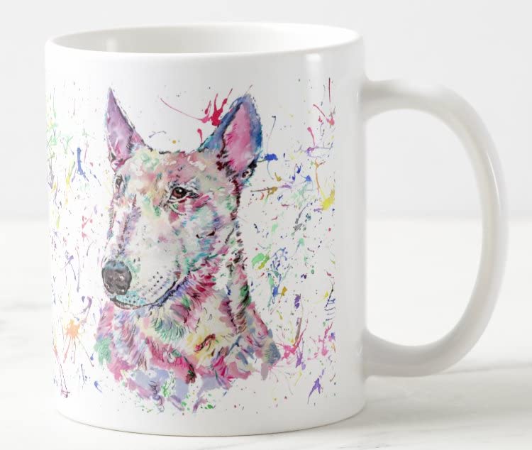 Vixar Bully English Bull Terrier Dog Pet Watercolour Art Coloured Mug Cup Gift Birthday Work Office Christmas Tea Coffee