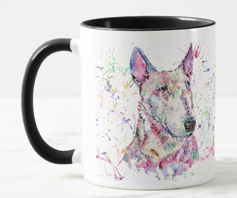 Vixar Bully English Bull Terrier Dog Pet Watercolour Art Coloured Mug Cup Gift Birthday Work Office Christmas Tea Coffee