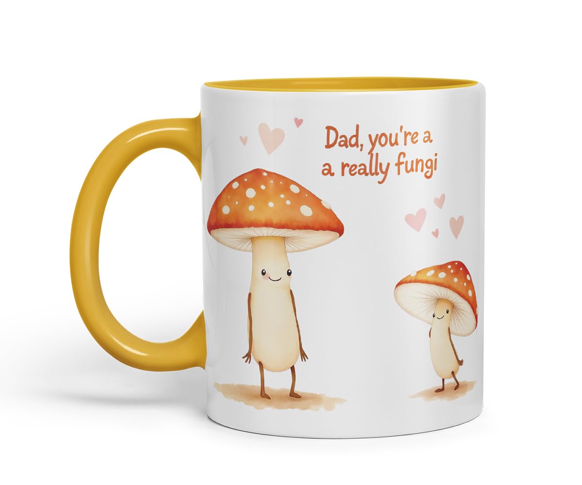 Vixar Dad You're A Really Fungi Funny Mushroom Father's Day Mug – Coloured Mug Cup Gift, 11oz (Black)
