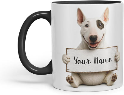 Vixar Personalised English Bulldog Dog Pet Mug with Name or Custom Message – Cute Animal Coloured Ceramic Mug Cup Gift, 11oz (Black)