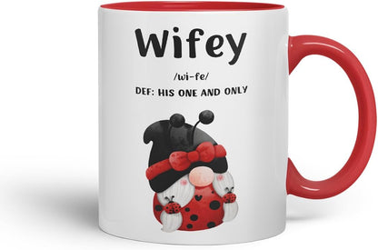 Vixar Hubby and Wifey Definition Gnome Couple Mugs – Coloured Ceramic Mugs Cups Gift, 11oz, Set of 2