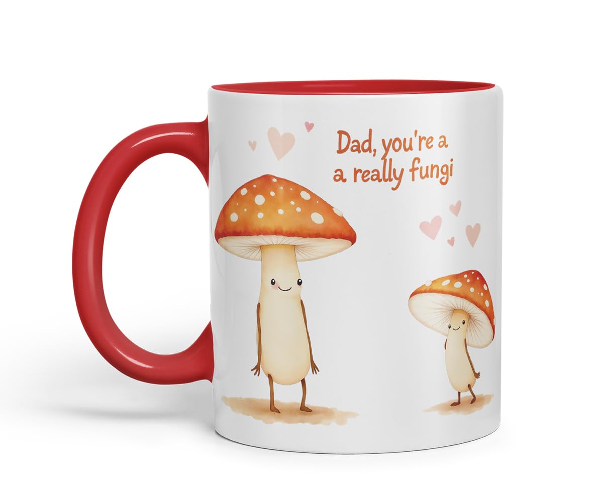 Vixar Dad You're A Really Fungi Funny Mushroom Father's Day Mug – Coloured Mug Cup Gift, 11oz (Black)