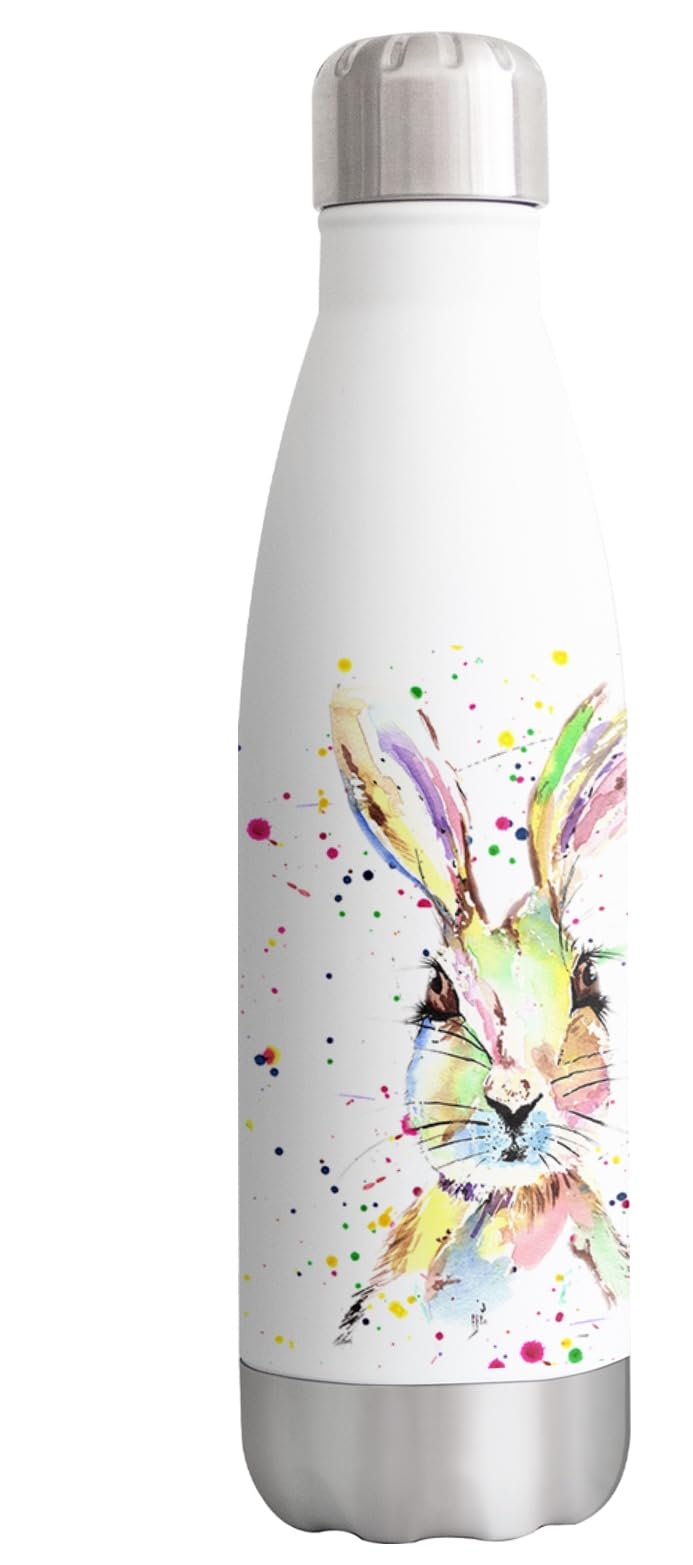 Vixar Hare Bunny Rabbit Pet animals Watercolour Bottle double Wall insulated Stainless steel sport Drinks 500ml