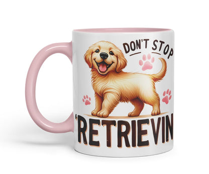 Vixar Don’t Stop Retrievin’ Golden Retriever Dog Mug – Coloured Ceramic Mug Cup Gift, 11oz (Black)