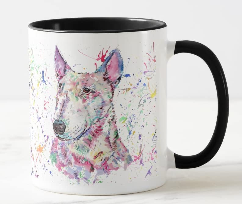 Vixar Bully English Bull Terrier Dog Pet Watercolour Art Coloured Mug Cup Gift Birthday Work Office Christmas Tea Coffee