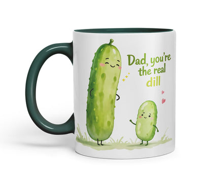 Vixar Dad You're The Real Dill Funny Pickle Pun Father's Day Mug – Coloured Mug Cup Gift, 11oz (Black)