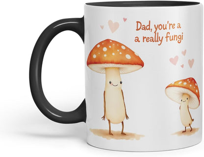 Vixar Dad You're A Really Fungi Funny Mushroom Father's Day Mug – Coloured Mug Cup Gift, 11oz (Black)