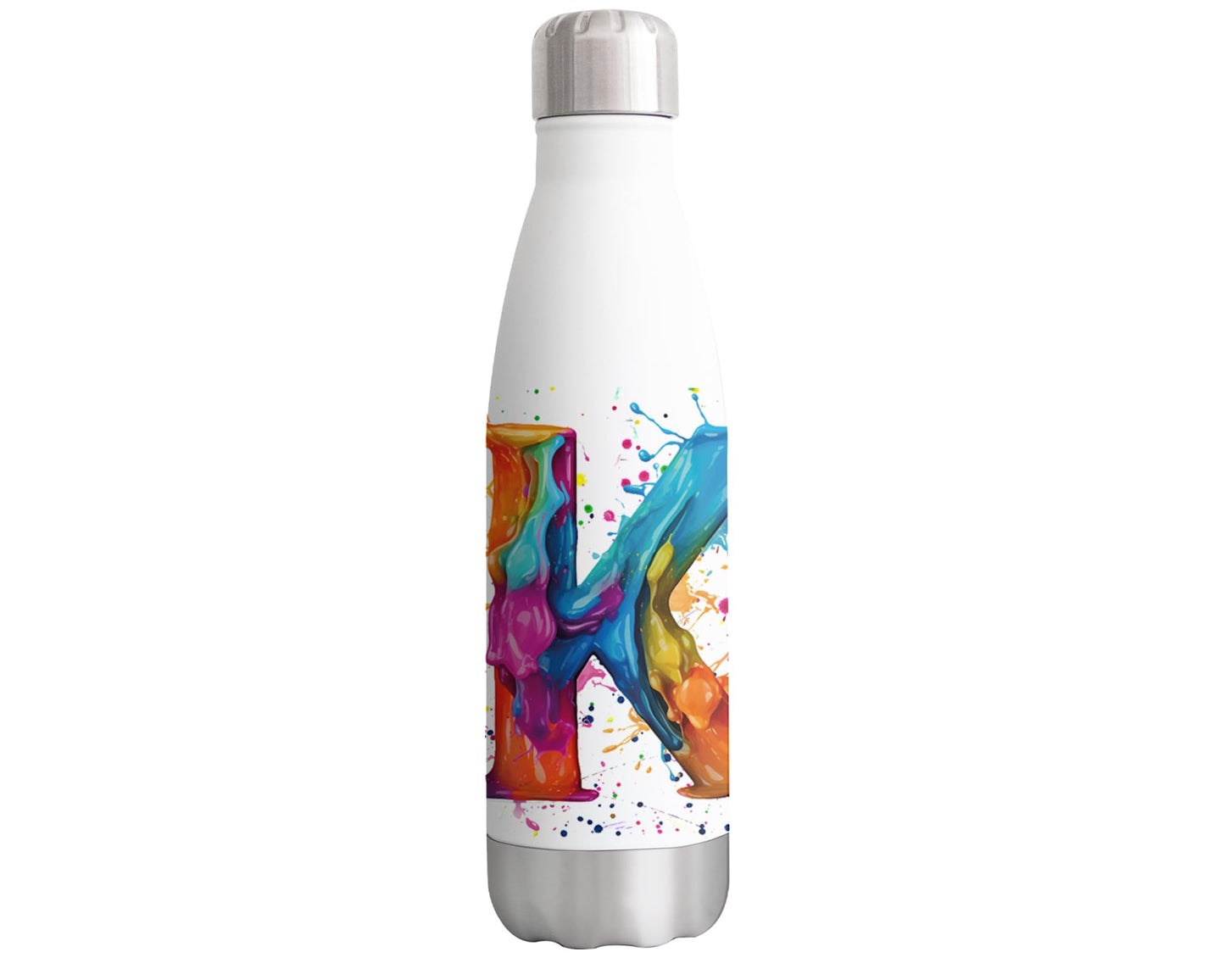 Letters Alphabet A-Z Monogram Watercolour Bottle double Wall insulated Stainless steel sport Drinks 500ml