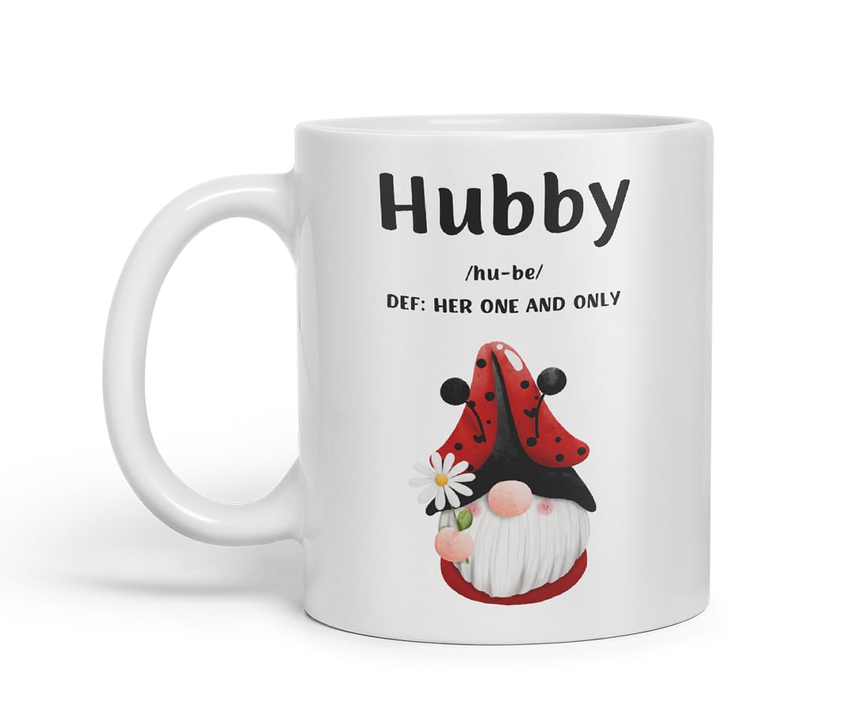 Vixar Hubby Definition Gnome Couple Mug – Coloured Ceramic Mug Cup Gift, 11oz (Black)