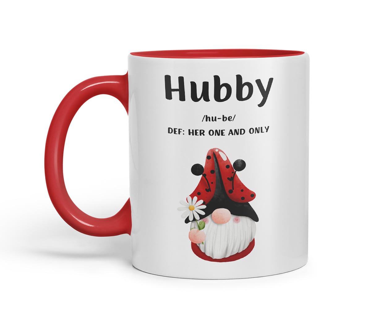 Vixar Hubby Definition Gnome Couple Mug – Coloured Ceramic Mug Cup Gift, 11oz (Black)