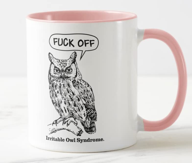 Vixar Irritable Owl Syndrome Offensive Funny Coloured Mug Cup Gift Birthday Work Office Christmas Tea Coffee