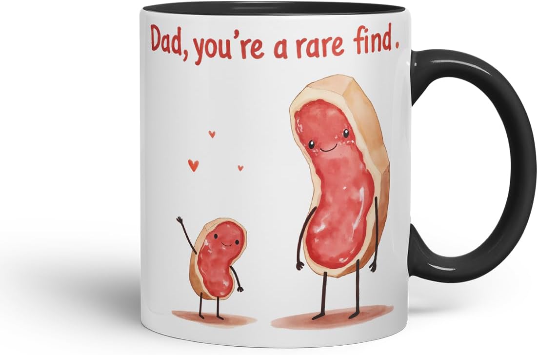 Vixar Dad You're A Rare Find Funny Peanut Father's Day Mug – Coloured Mug Cup Gift, 11oz (Black)