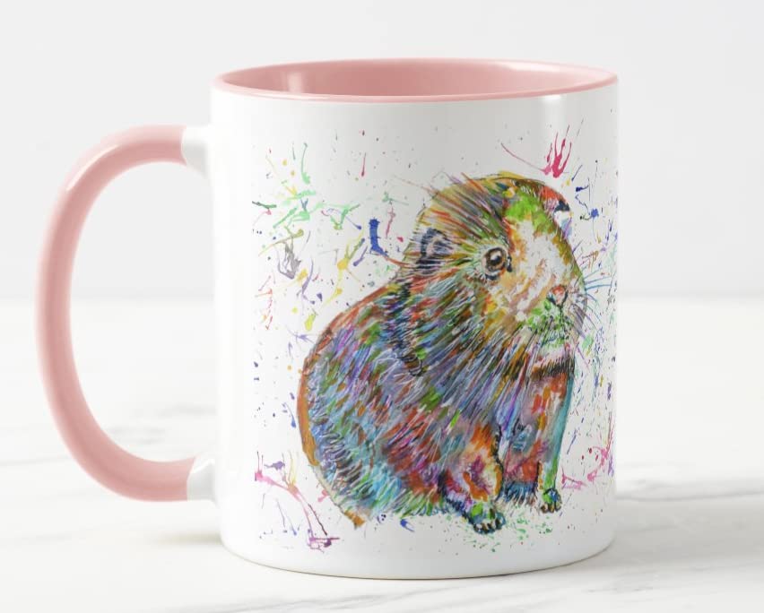 Vixar Guinea Pig Short Haired Pet Watercolour Art Coloured Mug Cup Gift Birthday Work Office Christmas Tea Coffee