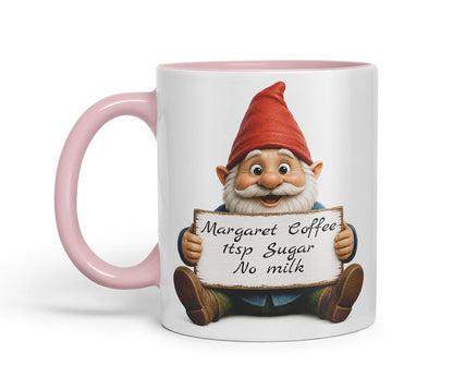 Vixar Personalised Gnome Mug with Name or Custom Message – Cute Animal Coloured Ceramic Mug Cup Gift, 11oz (Black)